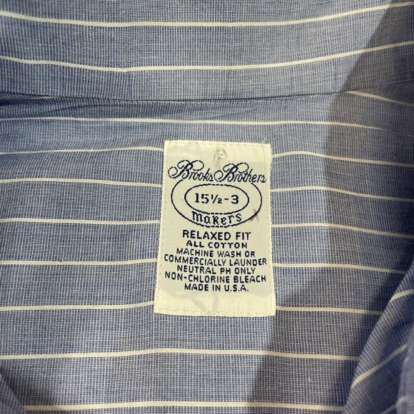 VTG Brooks Brothers Shirt Mens 15.5 3 Button Down Blue Traditional Fit USA Made - Picture 3 of 7